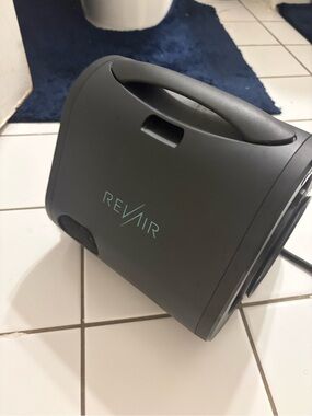 ReVair Compact Hair Styler in Dark Gray with Teal Logo